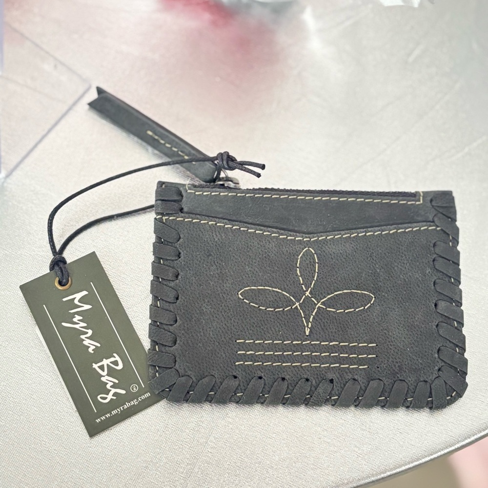 Myra Bag Outlander Edge Western Embroided Credit Card Holder Ash Grey